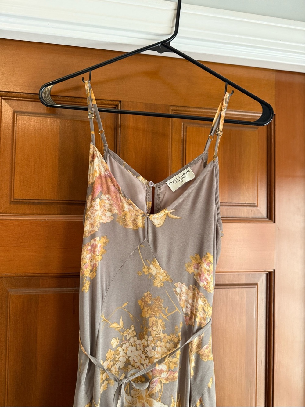Lulu's Gray Maxi Dress with Gold Floral Print - Picture 4 of 7